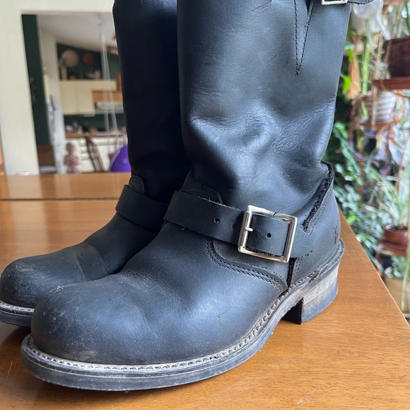 Frye Moto Black Leather Boots - Picture 4 of 6